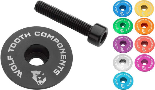 Wolf Tooth Components, Ultralight Stem Cap and Bolt, 1-1/8'', Black